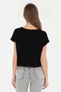 Женская черная футболка с круглым вырезом - U.s. polo assn фото 5