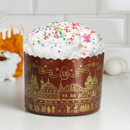 Цена за 20 шт. Форма для выпечки кулича Деко-про «Храм золотой», бумага, 13.4×10 см, коричневая