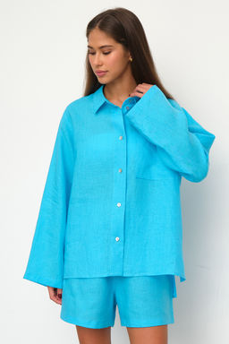 Рубашка короткая S021_Cerulean Blue/Голубой