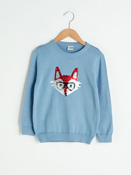 Bisiklet Yaka ?ift Y?nl? Payetli Erkek ?ocuk ?nce Triko Kazak