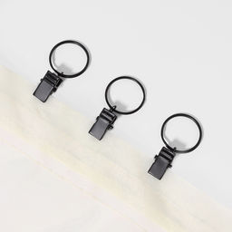 Кольцо для карниза, с зажимом, d=22/26 мм, 20 шт., чёрное