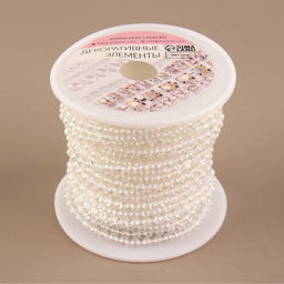 Бусы на нитях, с голографией, 3 мм, 9±1 м, белые