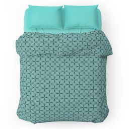 Постельное белье, комплект 1,5 спальный Энигма, мятный/Мятный, 3 предмета: пододеяльник на кнопках 145х215см, простыня 150х220см, 1 наволочка 50х70см с клапаном-запахом, поплин Комфорт 115г/м2, хлопок 100%, упаковка эконом ПВХ 32х41см, Домашня - Домашняя мода фото 2