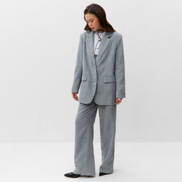 Брюки женские вельветовые MIST Velvet, размер 44 (M), серые