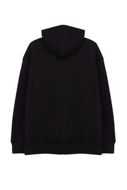 Siyah Oversize/Genis Kesim Fermuarl? Kapusonlu Ici Polarl? Basic Sweatshirt TMNAW25SW00050