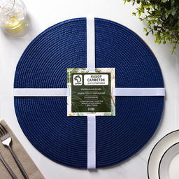 Салфетки сервировочные на стол Доляна Лофт, 4 шт., d=38 см, синие фото 8