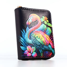 Кошелёк женский «Неоновый фламинго», маленький, чёрный