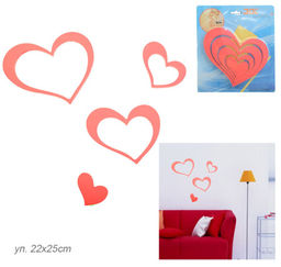 Наклейка 3D на стену из дерева оранжевая / 8058 / сердечки АКЦИЯ