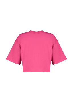 Premium Fusya Relaxed/Rahat Kal?p %100 Kal?n Pamuklu Crop Orme T-Shirt TWOSS23TS00038