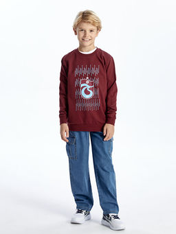 Bisiklet Yaka Trabzonspor Bask?l? Uzun Kollu Erkek ?ocuk Sweatshirt - Waikiki фото 2