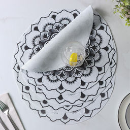 Набор салфеток сервировочных Доляна Мандалы, 4 шт, d=38 см, цвет белый  фото 14