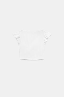 SHORT SLEEVE T-SHIRT WITH RUFFLES - Zara фото 5