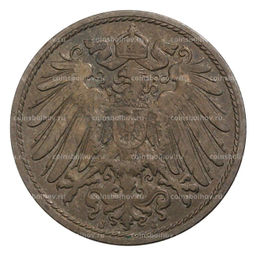 Монета 10 пфеннигов 1908 года J Германия
