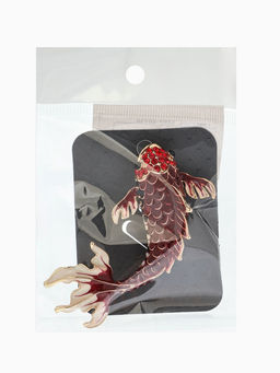 Брошь «Рыба карп», бордовая в золоте