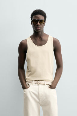 CAMISETA TANK REGULAR FIT MEDIUM WEIGHT / Beige claro - Zara фото 2
