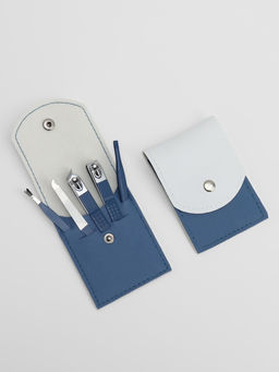 Набор маникюрный, 5 предметов, в футляре, голубой, белый