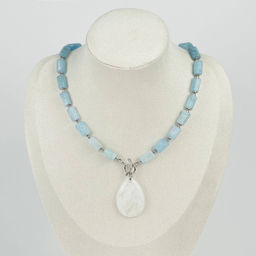 Колье из Аквамарина с Горным Хрусталем 42 см