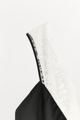 VESTIDO SATINADO ENCAJE CONTRASTE / Negro - Zara фото 7