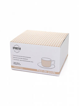 Чайная пара 220 мл бежевый фарфор - Denastia фото 4