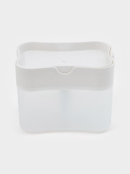 Дозатор для моющего средства с подставкой для губки Доляна, губка в комплекте, 385 мл, белый