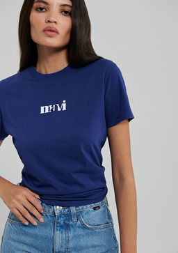 Mavi Bask?l? Lacivert Tisort