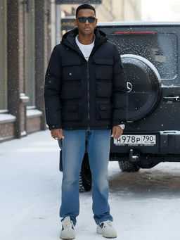 Куртка спортивная мужская зимняя с капюшоном черного цвета 3222Ch - Wonderrman фото 20