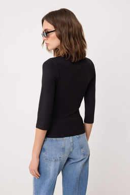 Siyah Fitted/Vucuda Oturan Truvakar Premium Yumusak Orme Bluz TWOSS26BZ00083 - Trendyolmilla фото 6