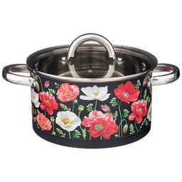 КАСТРЮЛЯ AGNESS МАКИ СО СТЕКЛЯННОЙ КРЫШКОЙ, НЕРЖ.СТАЛЬ, 3,1Л 20Х11 СМ