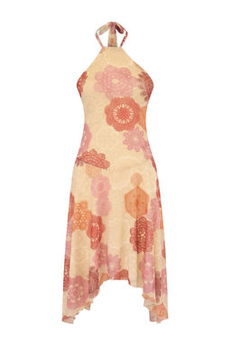 Limited Edition Ekru Sal Desen Skater Boyundan Baglamal? Kolsuz Tul Orme Elbise TWOSS26EL00407