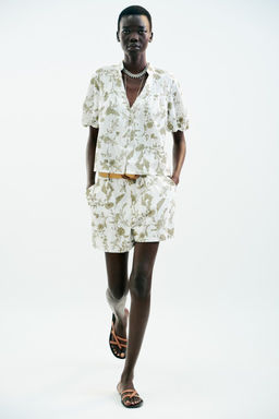 PRINTED TOP WITH CUTWORK EMBROIDERY