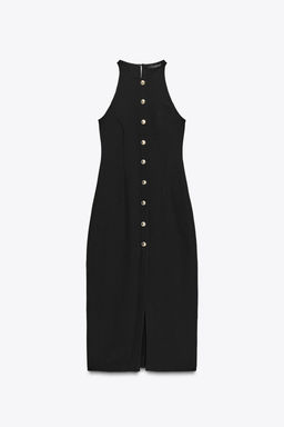 GOLD BUTTON CREPE MIDI DRESS - Zara фото 6