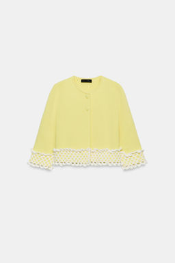 CHAQUETA COMBINADA PUNTO CROCHET / Amarillo - Zara фото 6