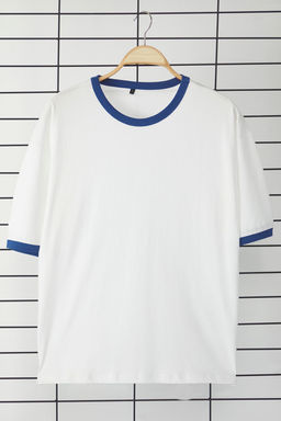 TRENDYOL MAN Unisex Saks Oversize/Genis Kesim Kollar? Seritli %100 Pamuklu T-Shirt TMNSS25TS00099 - Trendyolmilla фото 9