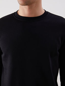 Bisiklet Yaka Uzun Kollu Bask?l? Erkek Sweatshirt