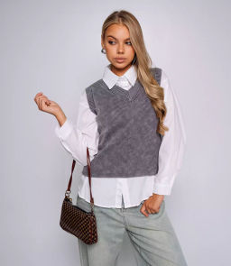 Комплект жилет+рубашка #БШ2751, серый