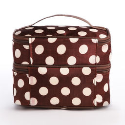 Косметичка дорожная на молнии с ручкой, с 2 отделами, с рисунком, коричневая