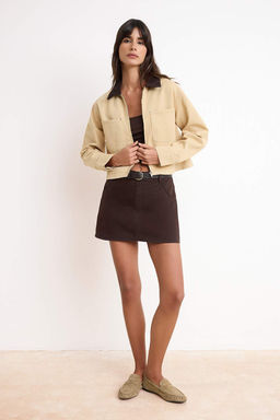 Bej Yaka Detayl? %100 Pamuk Denim Ceket TWOSS26CE00031 - Trendyolmilla фото 2