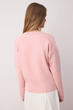 Pembe 2li Premium Iplik/Ozel Iplik Bisiklet Yaka Basic Triko H?rka-Bluz Tak?m TWOAW26HI00124