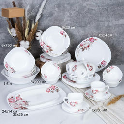 Столовый набор 39 предмет квадратный / GRAY Sq 39/75 (6916) /уп 2/ серия Чайная роза