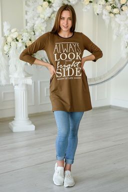 Туника женская из бифлекса Хельга шоколадный - Амадэль фото 6