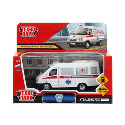 Машина металл ГАЗ -3221 "Газель" Скорая 12,2 см, (двери) инерц, в коробке