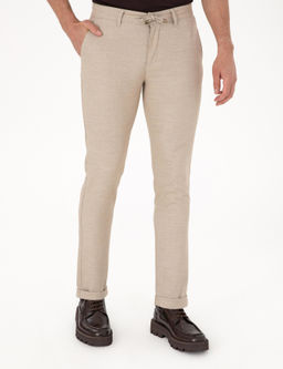Bej Slim Fit Kordonlu Kanvas Pantolon - Pierre cardin фото 2