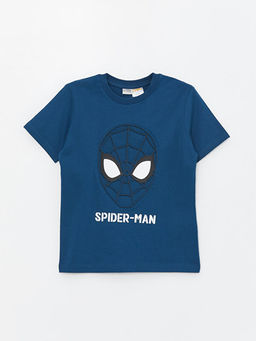 Bisiklet Yaka Spiderman Bask?l? K?sa Kollu Erkek ?ocuk Ti??rt