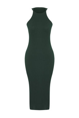 Zumrut Yesili 2li Yesili Midi Triko Basic H?rkal? Elbise TWOSS23EL00738