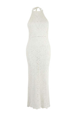Trendyolmilla Siyah Midi Slim Triko Plaj Elbise TBESS25EL00146  фото 12