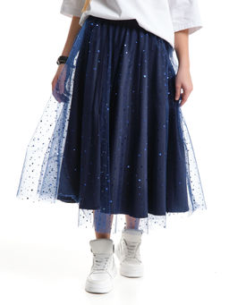 Юбка пачка длинная из фатина 22-7608 черный/зол. звезды - Mini maxi фото 31