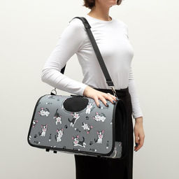 Сумка-переноска каркасная Играющие котики, размер M, 40 х 21 х 27 см, серая - Пижон фото 9