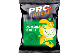 PRO-Чипсы, чипсы со вкусом сметаны и лука, произведены из свежего картофеля, 60 г