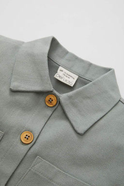 Рубашка из габардина с длинными рукавами и карманами для маленьких девочек - Defacto фото 5