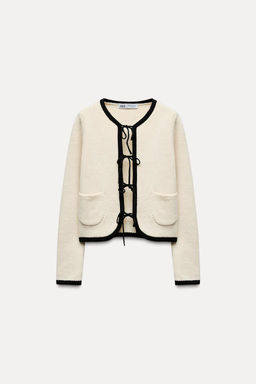 KNIT CARDIGAN WITH TIES - Zara фото 4